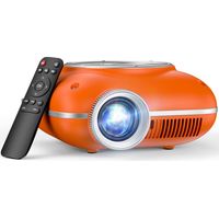 Mini Projector with Two Way Bluetooth, Portable Projector for Home Theater Use, Support 1080P for Indoor/Outdoor, Movie Projector Compatible with HDMI, USB, Laptop, TV Stick (Orange)