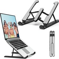 Soporte para portátil, soporte para portátil portátil para escritorio, ajustable, ventilado, refrigeración, compatible, negro