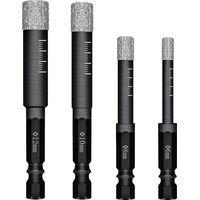 Lot de 4 Forets Mèches diamant pour Carrelage Céramique Grès Cérame Tuiles Verre Pierre. Mèches Diamantées Professionnelles Carreaux de Céramique Drill Bits Tool - 6mm 8mm 10mm 12mm