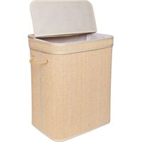 Bamboo Laundry Hamper With Lid, Large, Washable Liner