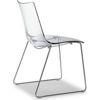 Chaise de bureau Zebra antishock – Transparent en plastique – Pieds luge en acier chromé – Hauteur d'assise 46 cm – Empilable – Scab Design