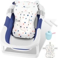 Jiubiaz Bañera para bebé plegable con termómetro y cojín de baño – bañera plegable para bebé (Azul)