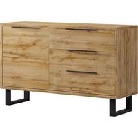 Buffet Eden mit 3 Schubladen und 1 Tür, Holzoptik und Metall, 144cm