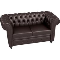 Divano 2 Posti Chesterfield ecopelle legno metallo marrone 160x84x80 cm