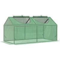 Serre de jardin en forme de maison avec housse PE, serre potagère avec piquets et bords prolongés pour plantes et fleurs, 120x60x60 cm, verte