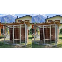 2 box per cani con copertura e retro in legno zincatura a caldo ciascuno da 200x300xh180 cm