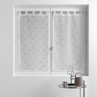 Douceur D'Intérieur – Paire de brise bise 2 x 60 x 120 cm – Voile sablé brodé gris – Pour fenêtres de cuisine – Lavable en machine