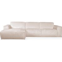 Mobilier Deco – Canapé d'angle en tissu beige – Angle gauche – Assise moelleuse – Dossier rembourré – Dimensions L313xP162xH77 cm
