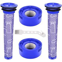 Ersatzfilter-Set für Dyson V7 und V8 Staubsauger, bestehend aus 2 HEPA-Nachfiltern und 2 Vorfiltern (Artikelnummern 965661-01 und 967478-01)