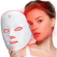 Masque de lumière rouge pour le visage, 7-1 couleurs Masque de lumière rouge pour le visage, soins de la peau du visage à la maison, sans fil, portable et rechargeable
