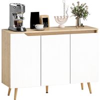 Crédence 3 Ante 3 Ripiani Regolabili 5 Gambe Legno 107x35x76,5 cm Bianco Rovere