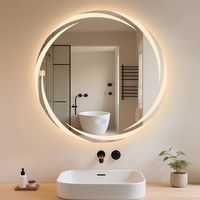 GBLY Espejo de baño redondo con iluminación - Espejo de pared LED de 60 cm IP44 Espejo de baño redondo con función táctil, con luz regulable - Función de interruptor y antivaho