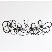 Porte-Manteau Mural Doodle 77X25 Cm En Fer Noir Avec Boutons - Design Moderne Aux Lignes Entrelacées - Fabriqué En Italie