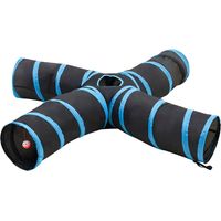 Tunnel pour chats à 4 voies Noir et bleu 25 cm Polyester vidaXL