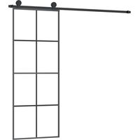 Puerta corredera con set herrajes vidrio ESG aluminio 76x205 cm vidaXL