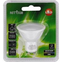 Ampoule LED GU10 4W blanc chaud 3000K – 300lm – Non-dimmable – 20 000h de durée de vie – Pour usage domestique – Nityam