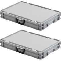 BRB 2X Eurokoffer mit 1 Tragegriff auf Einer Längsseite, LxBxH 600x400x85 mm, grau