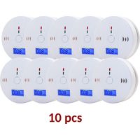 10 Year Life Carbon Monoxide Alarm,Digital Display CO Detector,Battery powered(10-pack)