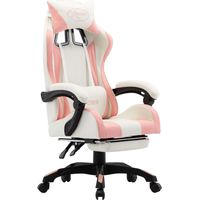 Fauteuil de jeux vidéo et repose-pied Fauteuil gamer / Rose et blanc Similicuir
