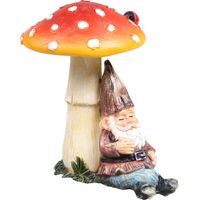 Mini nain de jardin en résine Assis champignon