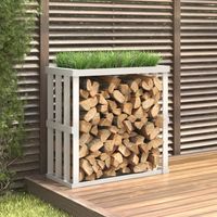 Porte-bûches d'extérieur Abri Bûches Range bûches Blanc 108x52x106 cm Bois massif de pin 49437
