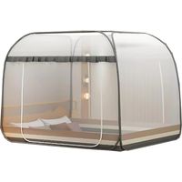 Moustiquaire pop-up Ciel de lit d'été pliable portable Installation gratuite Bed Dream Tents Tente de couchage pour lits simples à king size, gris, 200 x 220 cm