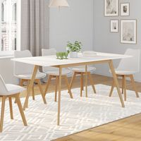 INGA Mesa extensible escandinava 4-8 personas blanca 120-160 cm