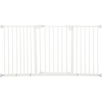 Enclos pour chien - Barrière de sécurité extensible 74-147,5 cm - 3 extensions - Sans perçage - Métal blanc - Pour animaux