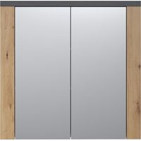 trendteam smart living - Follow - Armadio a specchio - Rovere/Grigio - Specchio da bagno in stile rustico - 79 x 78 x 20 cm - 3 scomparti e 2 ripiani regolabili