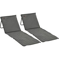 Sdraio da Spiaggia Pieghevole Regolabile con Tasca Acciaio Poliestere Grigio 142x51x40 cm