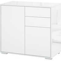 Meuble de rangement buffet commode armoire de rangement avec 2 tiroirs et 2 placards à portes, étagères réglables, pour salon, cuisine, chambre, 79 x 36 x 74 cm blanc