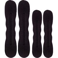 Bun Making Sponge - High-Density Foam Hair Bun Curler - For Thin or Thick Hair - 2 Small + 2 Large - Black