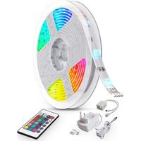 B.K.Licht ruban LED 10m guirlande lumineuse auto-adhésive dimmable 300 LEDs couleurs télécommande transformateur 230V IP20