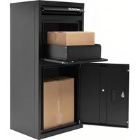 Lockable Parcel Drop Box 101cm Large Secure Outdoor Metal Delivery Box Black