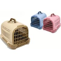 Durable Portable Pet Carrier, Ventilated Hard-Sided Travel Cage for Cats and Small Dogs (Beige, Blue, Pink) - Kind Reminder: Select Color in Order Notes