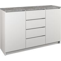 Kommode mit 4 Schubladen 2 Schränke 120cm Klamotenschrank weiss mat