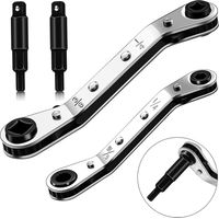 Clé à cliquet pour vannes de climatiseur, outils de service réfrigération 3/16"à 3/8" et 5/16"x 1/4", avec 2 embouts hexagonaux adaptateurs, outil de réparation pour équipements de réfrigération et co