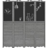 Paravent 4 panneaux bois tableau noir séparable 162x172 cm gris