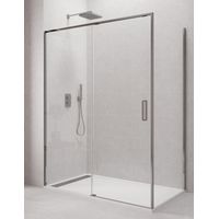 ALLSTONE CETUS Duschwand - 1+1 Eckdusche mit fester Seite, ohne Unterprofil 130x75 cm Chrom Profil
