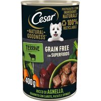 alimento umido per cani cesar "natural goodness" con agnello, carote, patate e spinaci 400 gr