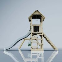 PolarPlay Spielturm Kiruna aus Holz in BlauBabyschaukel