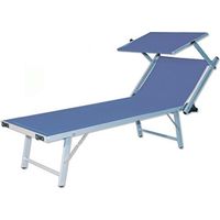Lettino Prendisole Sdraio Alluminio Piscina Mare Spiaggia Giardino con parasole di colore BLU