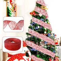 Autres décorations de Noël, Décorations de Noël de 2 mètres, Graines au hasard, Ruban de Noël, Décorations de sapin de Noël, Ruban éventail rouge