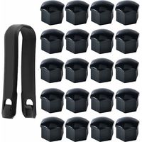 20 tapas para tuercas de rueda de 17 mm, tapas hexagonales para tuercas de neumáticos con juego de herramientas de extracción para coche, color negro.