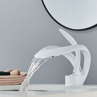 Suguword – Mitigeur de lavabo blanc – Mono-levier avec alimentation eau chaude et froide – Installation facile – Robinet en laiton durable
