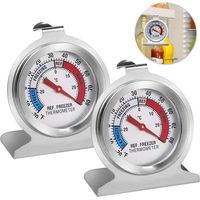 Termómetro para refrigerador - Esfera grande - Termómetro de acero inoxidable - Para congeladores - Con gancho - 2 unidades