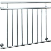 ECD Germany Balustrade Française 90x128cm avec 9 Barreaux de Remplissage, Argent Brillant, en Acier Inoxydable, Garde-Corps de Balcon, Grille de Sécurité Protection Extérieure Fenêtre, Appui Rambarde