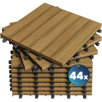 Dalles de terrasse en bois d’acacia ou bois d’eucalyptus certifiés FSC 30 x 30 cm Dalle clipsable balcon jardin extérieur 44x Eucalyptus (en)