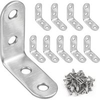 Set mit 10 Metallwinkeln, Edelstahl 40x40mm, 90-Grad-Befestigung, Schrauben inklusive, für Holzmöbel
