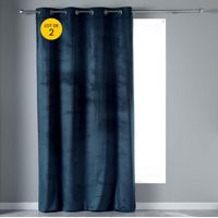 Lot de 2 Rideaux tamisant 140 x 240 cm velours doux Velvetine Bleu